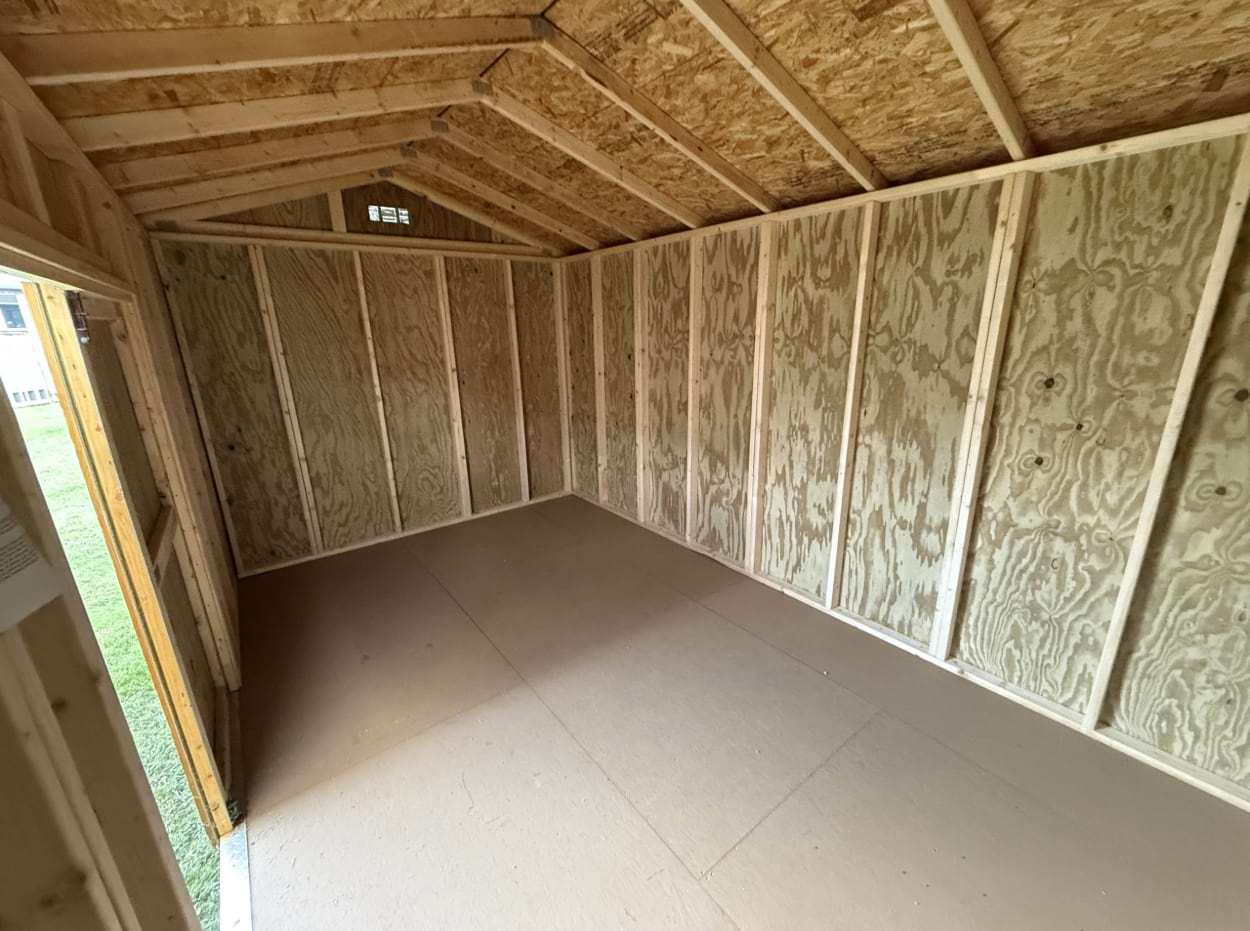 inside view of the framing of a 10X16 Utility Shed