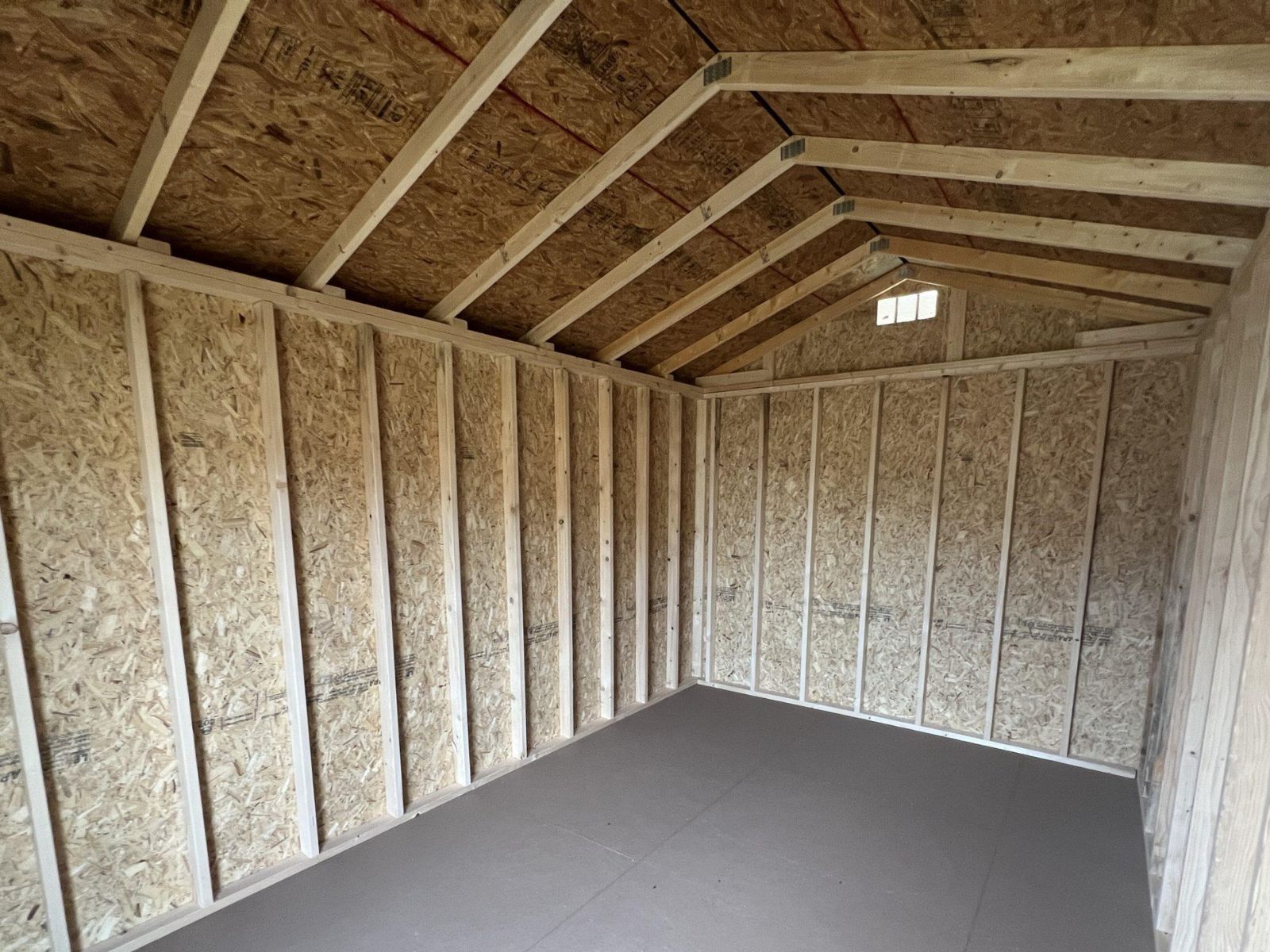 inside of a 10x16 utility shed