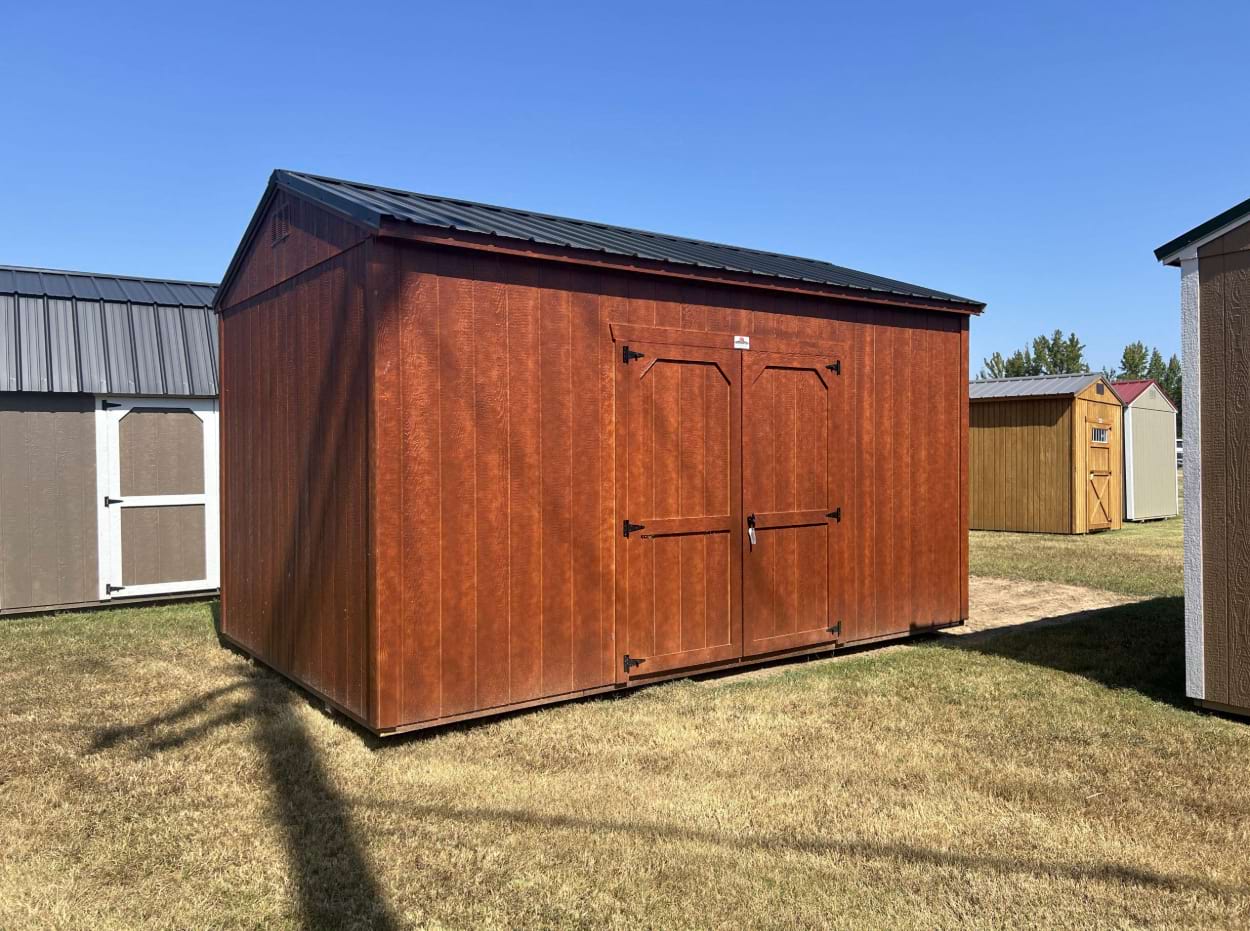 ten by sixteen utility shed in the color urethane Mahogany