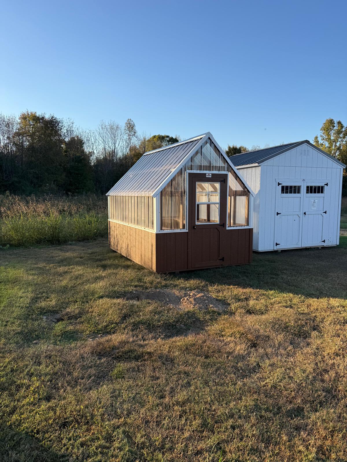 A portable building on the lot at PAC Building Pro in Waverly, Tennessee