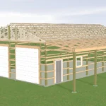 3D mockup of a Custom 30X40X12 Garage with windows