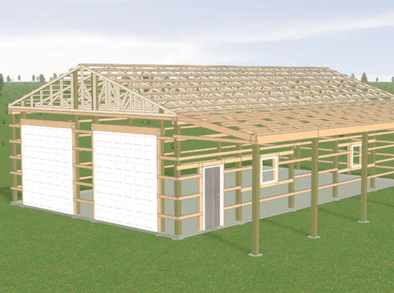 3D mockup of a Custom 30X40X12 Garage with windows