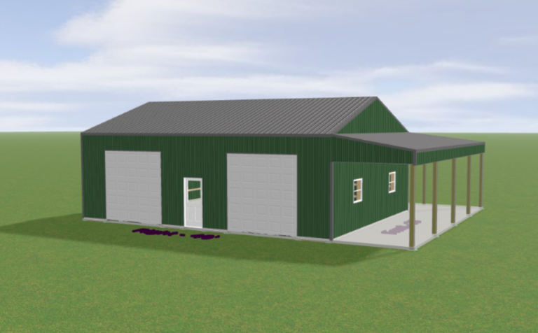 30x40x12 With Wraparound Porch pole barn kit, photo 2
