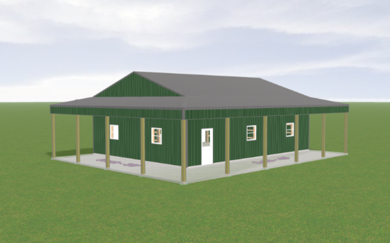 30x40x12 With Wraparound Porch pole barn kit, photo 3