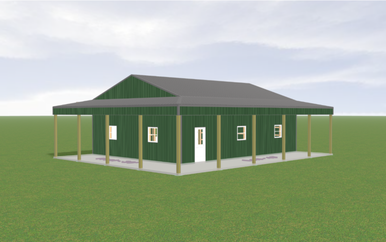 30x40x12 With Wraparound Porch pole barn kit, photo 1