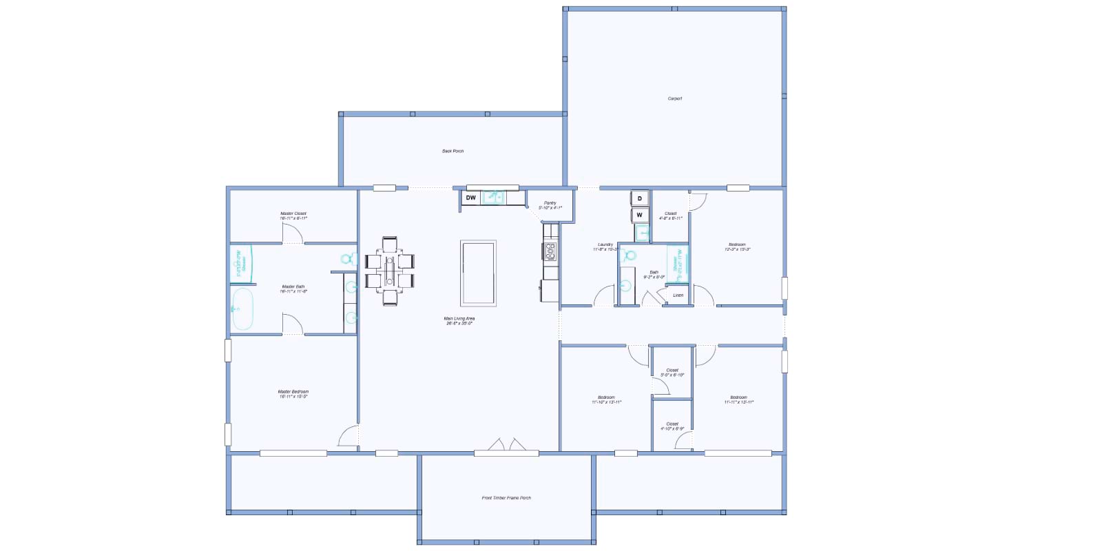 blue prints of a floor plan for a barndominiums